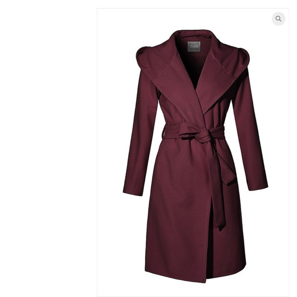 NEW Belted Longline Coat Wine - Picture 3 of 3